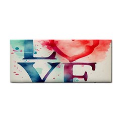 Valentines Day Heart Watercolor Background Hand Towel by artworkshop