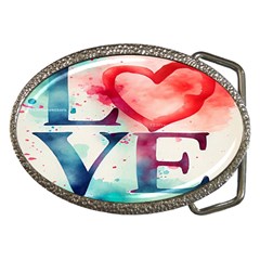 Valentines Day Heart Watercolor Background Belt Buckles by artworkshop