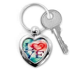 Valentines Day Heart Watercolor Background Key Chain (heart) by artworkshop