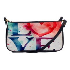 Valentines Day Heart Watercolor Background Shoulder Clutch Bag by artworkshop