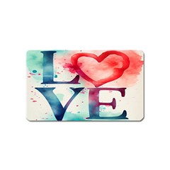 Valentines Day Heart Watercolor Background Magnet (name Card)