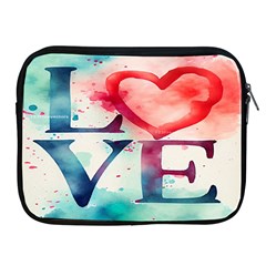 Valentines Day Heart Watercolor Background Apple Ipad 2/3/4 Zipper Cases by artworkshop