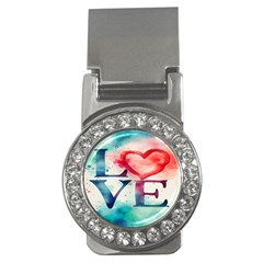 Valentines Day Heart Watercolor Background Money Clips (cz)  by artworkshop