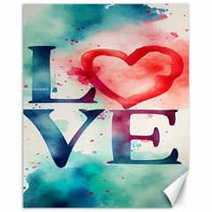 Valentines Day Heart Watercolor Background Canvas 11  X 14  by artworkshop