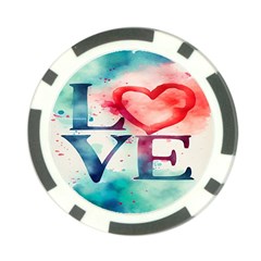 Valentines Day Heart Watercolor Background Poker Chip Card Guard by artworkshop