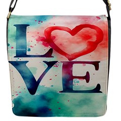 Valentines Day Heart Watercolor Background Flap Closure Messenger Bag (s) by artworkshop