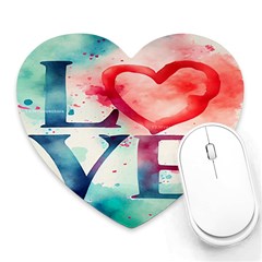 Valentines Day Heart Watercolor Background Heart Mousepad by artworkshop