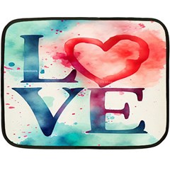 Valentines Day Heart Watercolor Background Fleece Blanket (mini) by artworkshop