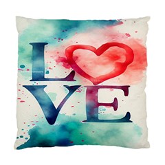 Valentines Day Heart Watercolor Background Standard Cushion Case (two Sides) by artworkshop