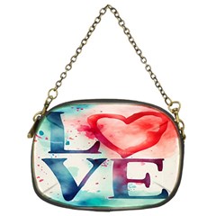 Valentines Day Heart Watercolor Background Chain Purse (two Sides) by artworkshop