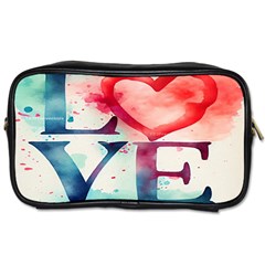 Valentines Day Heart Watercolor Background Toiletries Bag (one Side) by artworkshop