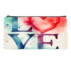 Valentines Day Heart Watercolor Background Pencil Case