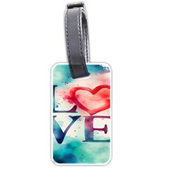 Valentines Day Heart Watercolor Background Luggage Tag (one Side) by artworkshop