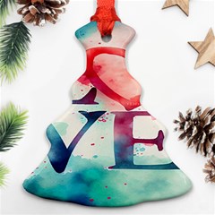 Valentines Day Heart Watercolor Background Christmas Tree Ornament (two Sides) by artworkshop