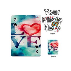 Valentines Day Heart Watercolor Background Playing Cards 54 Designs (mini) by artworkshop