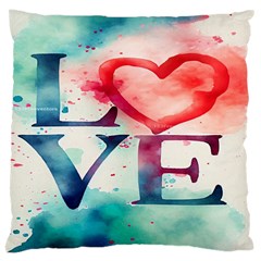 Valentines Day Heart Watercolor Background Large Cushion Case (one Side) by artworkshop