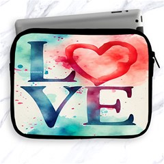 Valentines Day Heart Watercolor Background Apple Ipad 2/3/4 Zipper Cases