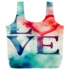 Valentines Day Heart Watercolor Background Full Print Recycle Bag (xxxl) by artworkshop