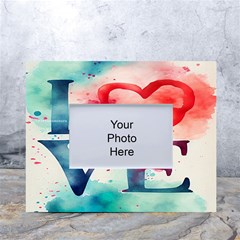 Valentines Day Heart Watercolor Background White Tabletop Photo Frame 4 x6  by artworkshop