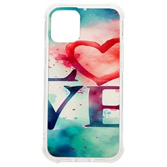 Valentines Day Heart Watercolor Background Iphone 12 Mini Tpu Uv Print Case	 by artworkshop