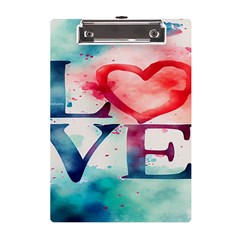 Valentines Day Heart Watercolor Background A5 Acrylic Clipboard by artworkshop