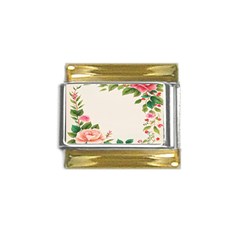 Watercolor Flower Gold Trim Italian Charm (9mm)