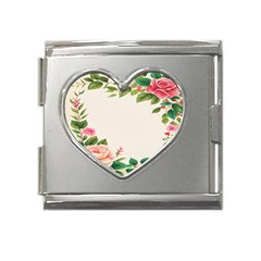 Watercolor Flower Mega Link Heart Italian Charm (18mm)