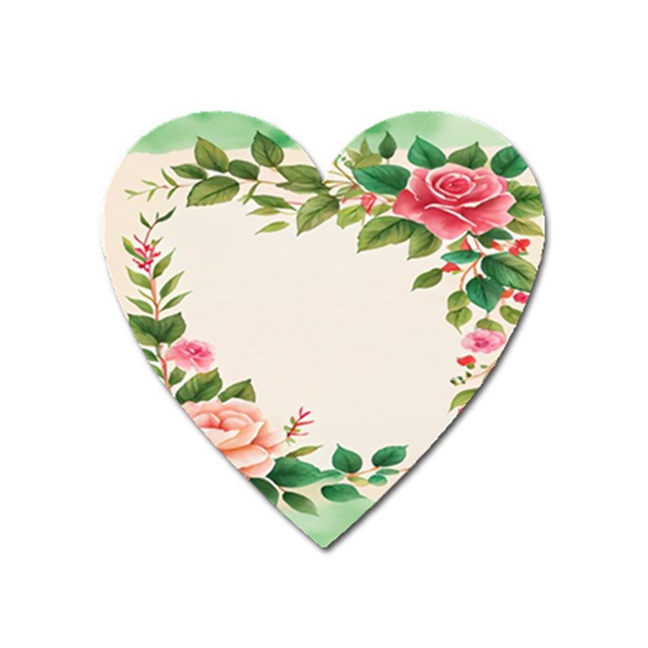 Watercolor Flower Heart Magnet