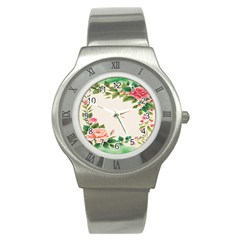 Watercolor Flower Stainless Steel Watch by artworkshop