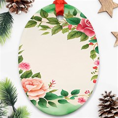 Watercolor Flower Oval Ornament (two Sides) by artworkshop