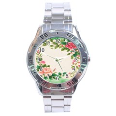 Watercolor Flower Stainless Steel Analogue Watch by artworkshop