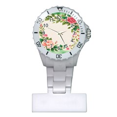 Watercolor Flower Plastic Nurses Watch by artworkshop