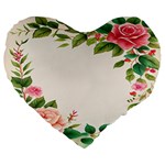 Watercolor Flower Large 19  Premium Flano Heart Shape Cushions Front