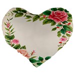 Watercolor Flower Large 19  Premium Flano Heart Shape Cushions Back