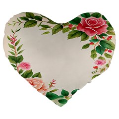 Watercolor Flower Large 19  Premium Flano Heart Shape Cushions by artworkshop