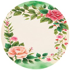 Watercolor Flower Wooden Puzzle Round by artworkshop