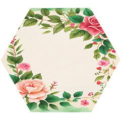 Watercolor Flower Wooden Puzzle Hexagon