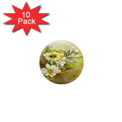 Watercolor Yellow And-white Flower Background 1  Mini Magnet (10 pack) 