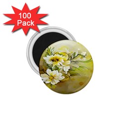 Watercolor Yellow And-white Flower Background 1.75  Magnets (100 pack) 