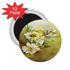 Watercolor Yellow And-white Flower Background 2.25  Magnets (10 pack) 