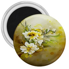 Watercolor Yellow And-white Flower Background 3  Magnets by artworkshop