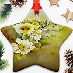 Watercolor Yellow And-white Flower Background Ornament (star)