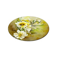 Watercolor Yellow And-white Flower Background Sticker (Oval)