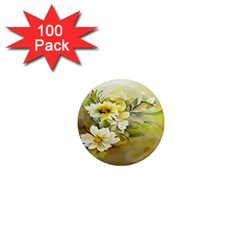 Watercolor Yellow And-white Flower Background 1  Mini Magnets (100 Pack)  by artworkshop