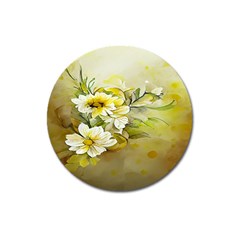 Watercolor Yellow And-white Flower Background Magnet 3  (Round)