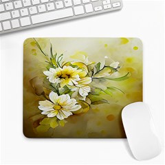 Watercolor Yellow And-white Flower Background Large Mousepad by artworkshop