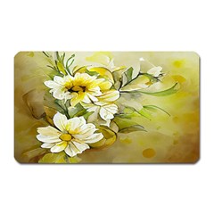 Watercolor Yellow And-white Flower Background Magnet (rectangular) by artworkshop