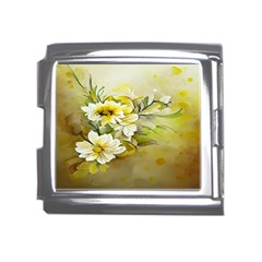 Watercolor Yellow And-white Flower Background Mega Link Italian Charm (18mm) by artworkshop