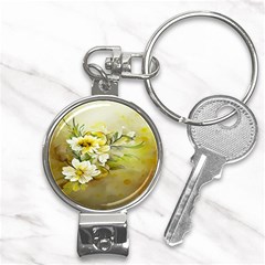 Watercolor Yellow And-white Flower Background Nail Clippers Key Chain by artworkshop