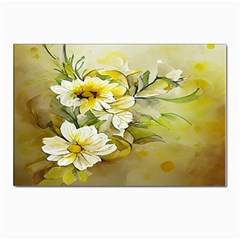 Watercolor Yellow And-white Flower Background Postcards 5  X 7  (pkg Of 10) by artworkshop